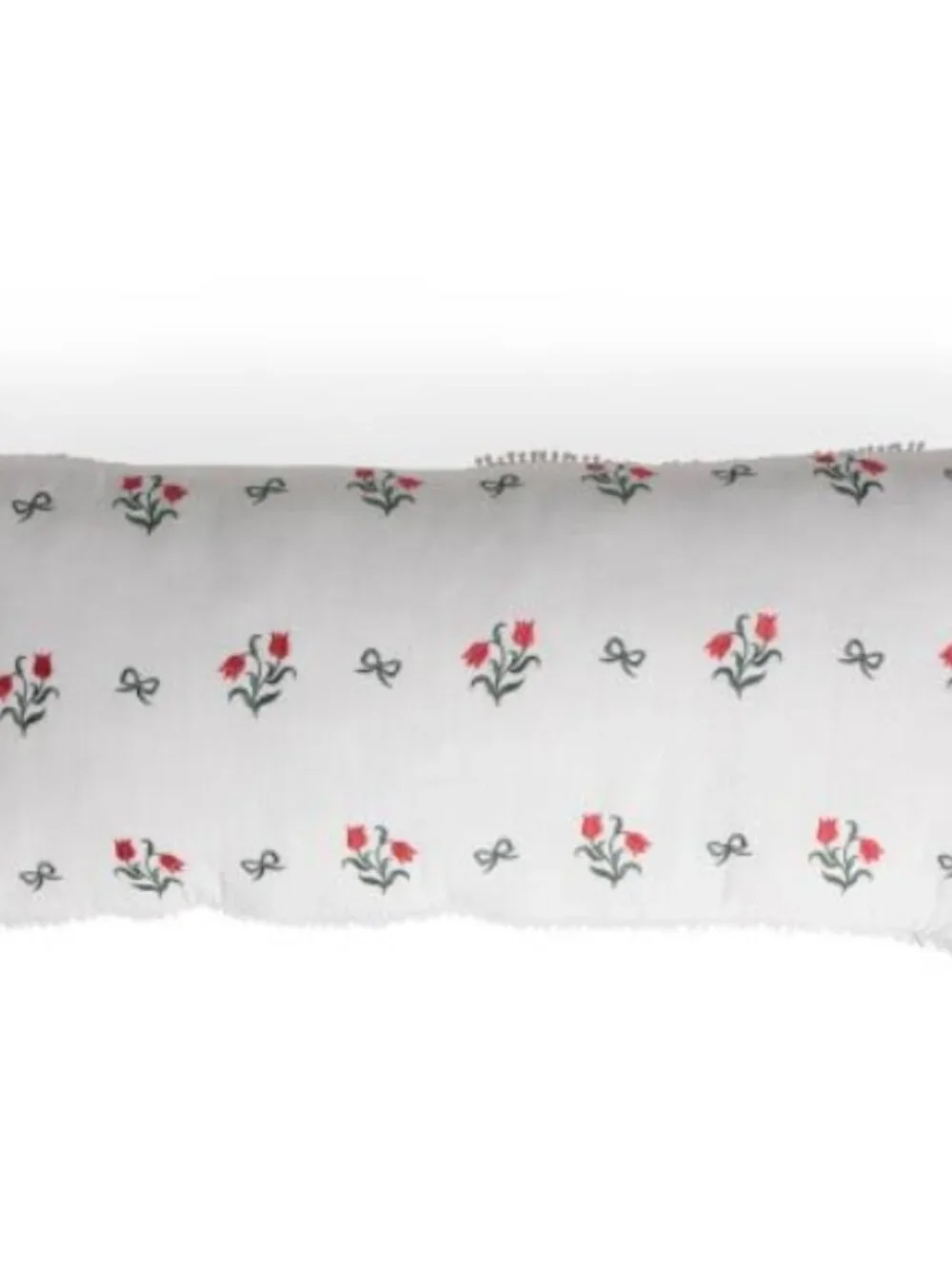 NWT MAEVE AND ROSE 14x30 Embroidered Flowers Lace Trim Lumbar Pillow